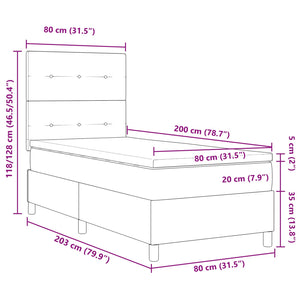 Κρεβάτι με ελατήρια με στρώμα με led Κρεμ 80 x 200 cm ύφασμα - Pakobazaar