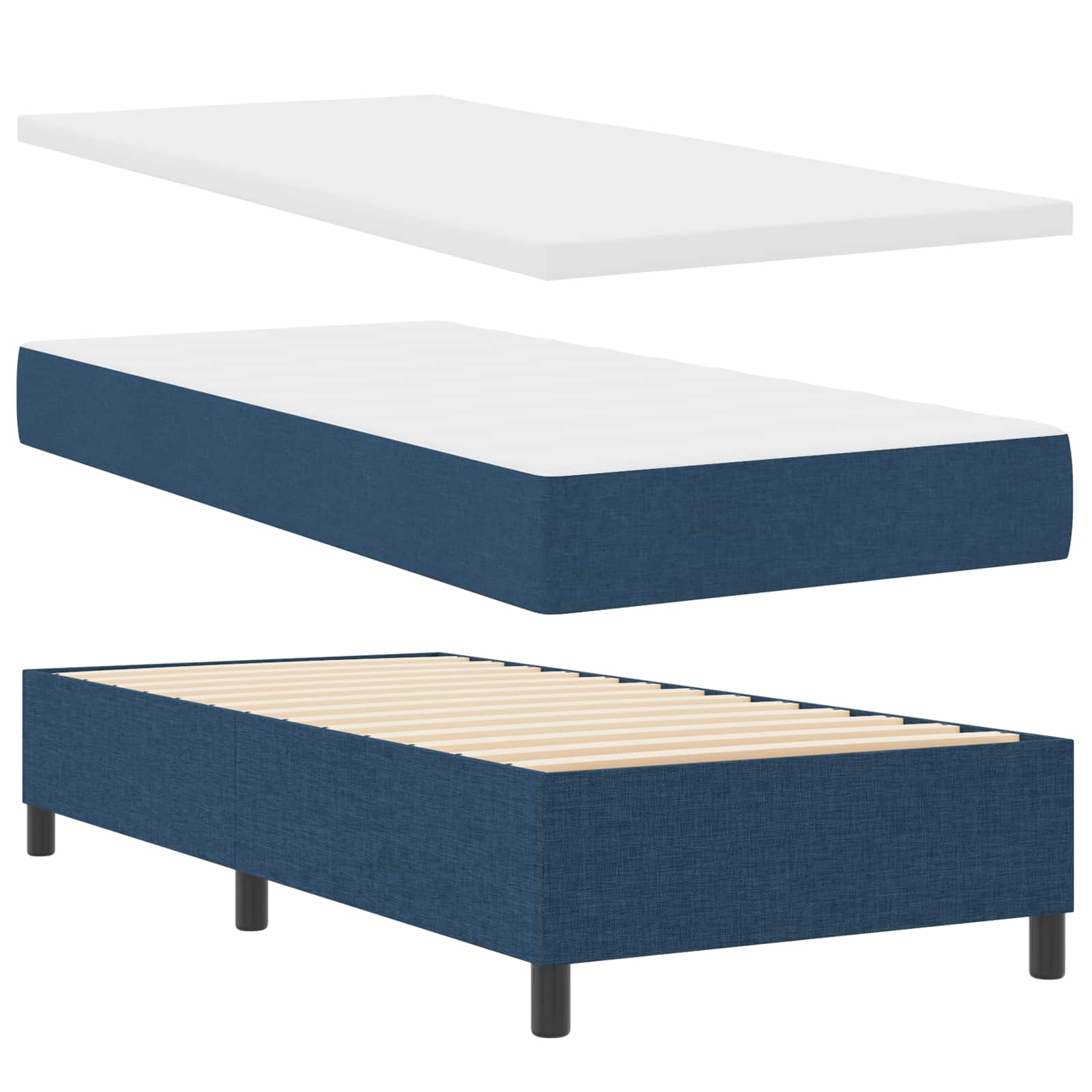 Κρεβάτι με ελατήρια με κεφαλάρι Μπλε 90 x 190 cm ύφασμα - Pakobazaar