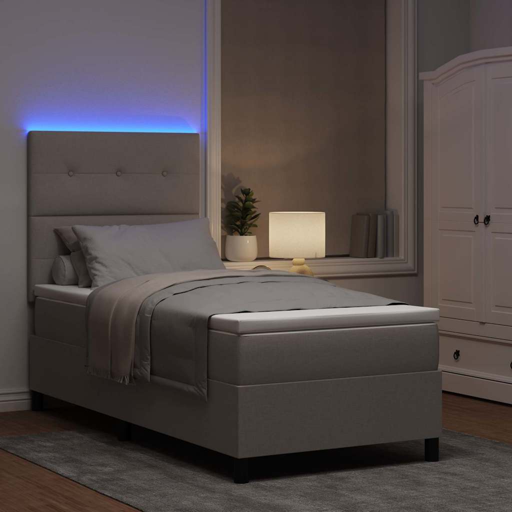Κρεβάτι με ελατήρια με στρώμα με led Taupe 90 x 200 cm ύφασμα - Pakobazaar