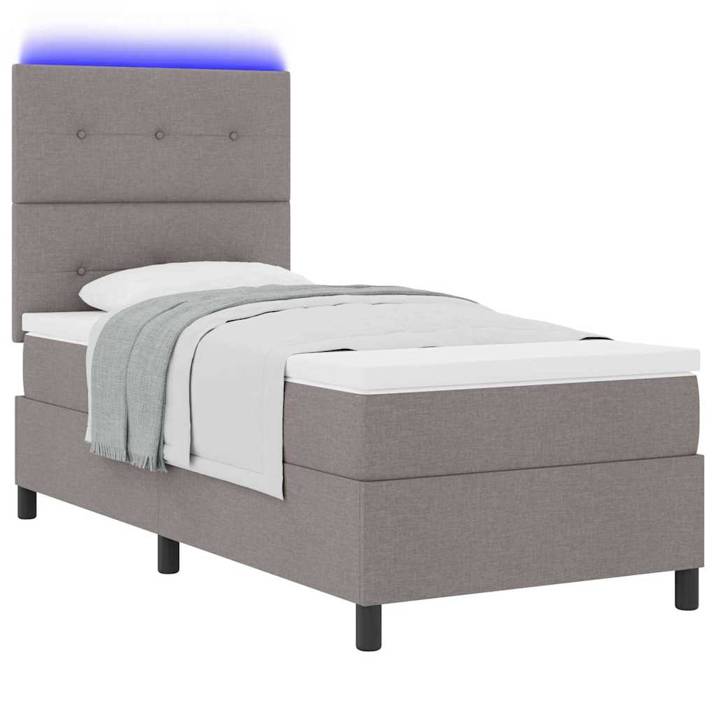 Κρεβάτι με ελατήρια με στρώμα με led Taupe 90 x 200 cm ύφασμα - Pakobazaar