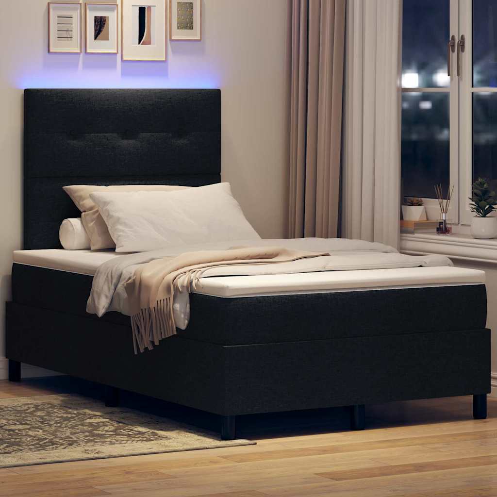 Κρεβάτι με ελατήρια με κεφαλάρι Μαύρο 120 x 190 cm ύφασμα - Pakobazaar