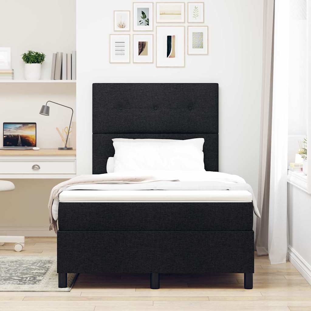 Κρεβάτι με ελατήρια με κεφαλάρι Μαύρο 120 x 190 cm ύφασμα - Pakobazaar
