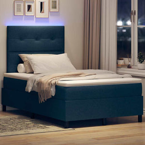 Κρεβάτι με ελατήρια με στρώμα με led Μπλε 120 x 190 cm ύφασμα - Pakobazaar
