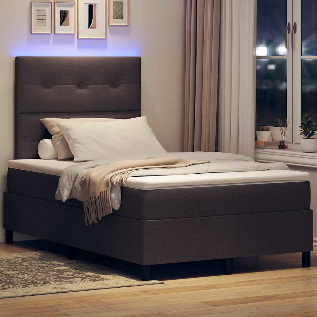 Κρεβάτι με ελατήρια Σκούρο καφέ Σκούρο καφέ 120 x 200 cm ύφασμα - Pakobazaar