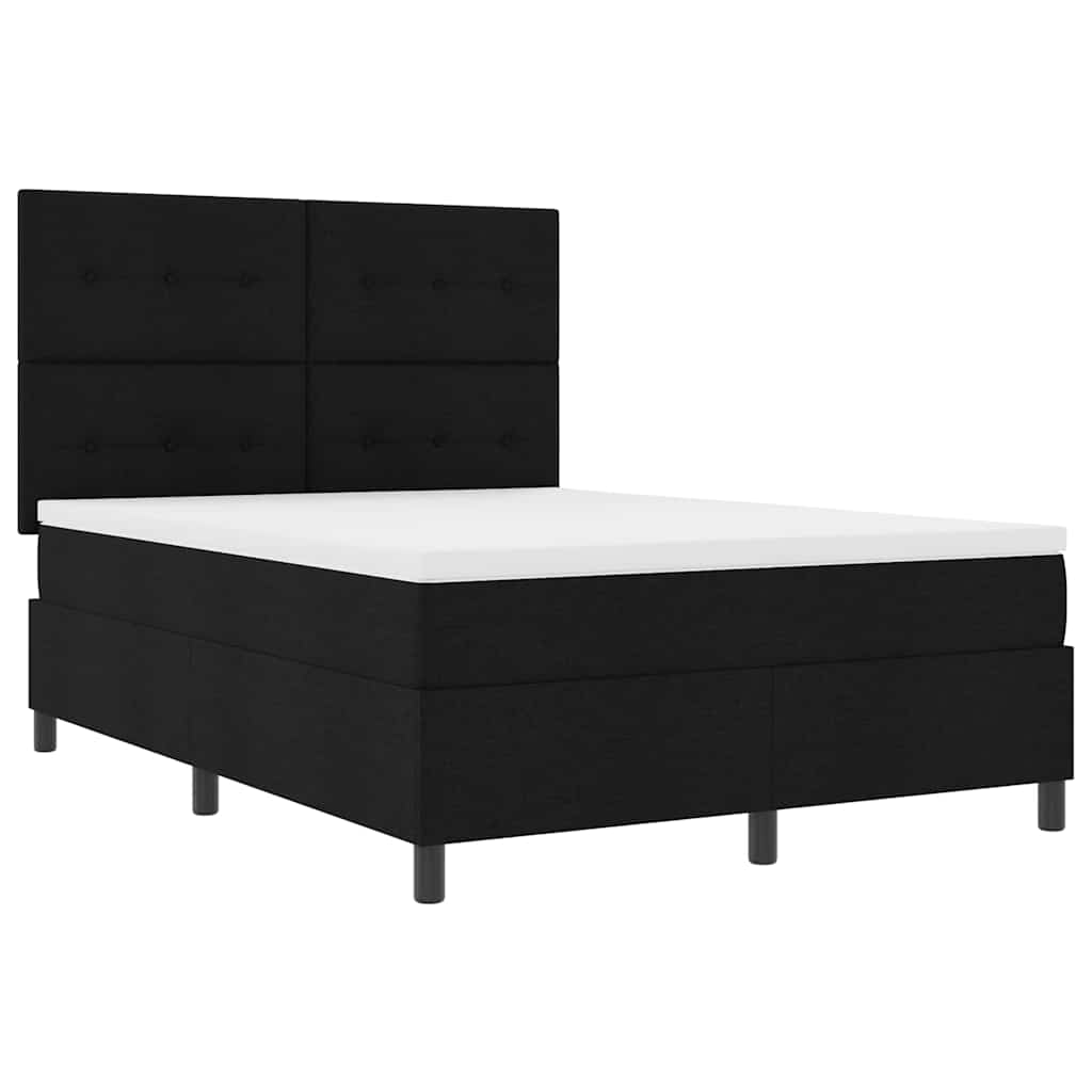 Κρεβάτι με ελατήρια με κεφαλάρι Μαύρο 140 x 190 cm ύφασμα - Pakobazaar