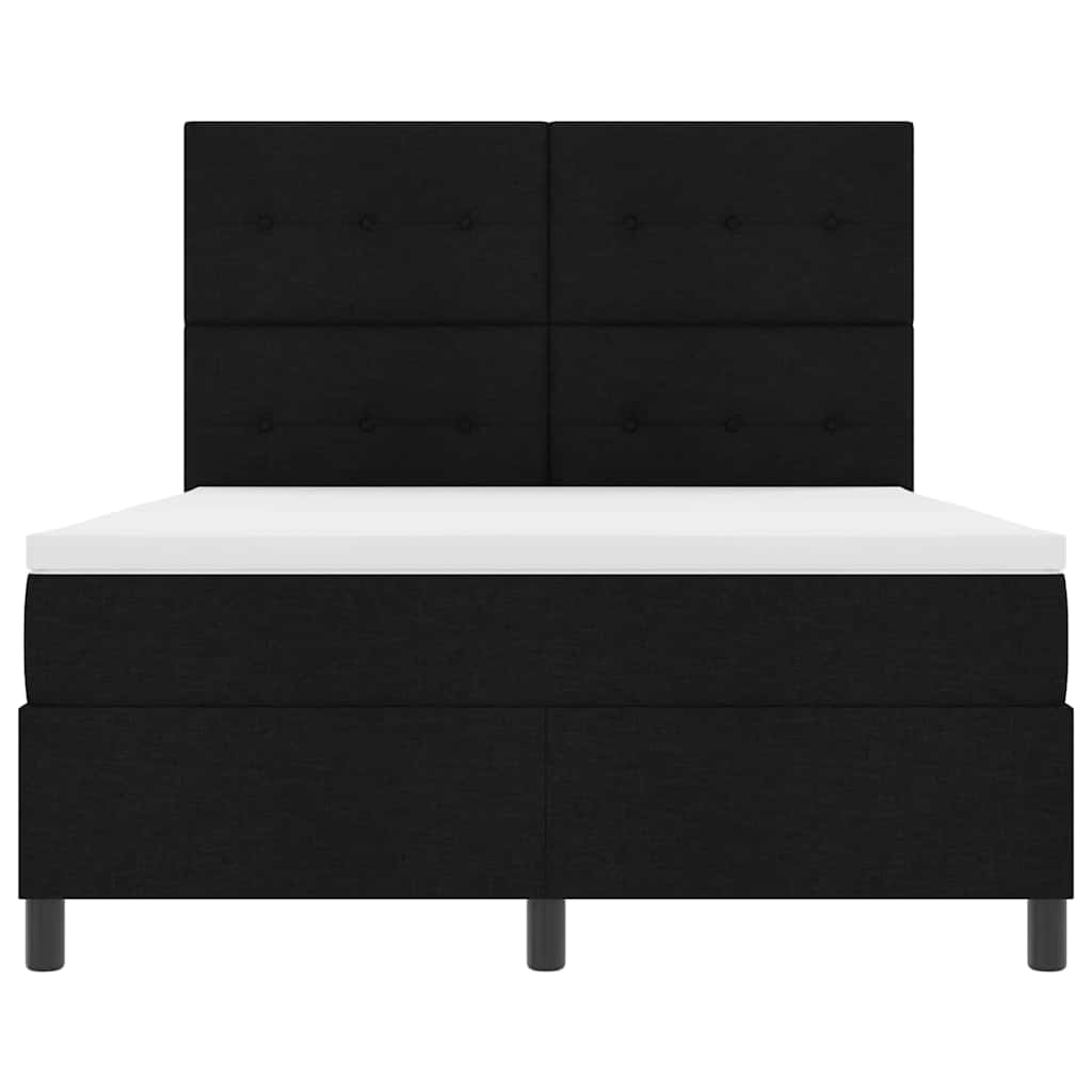 Κρεβάτι με ελατήρια με κεφαλάρι Μαύρο 140 x 190 cm ύφασμα - Pakobazaar