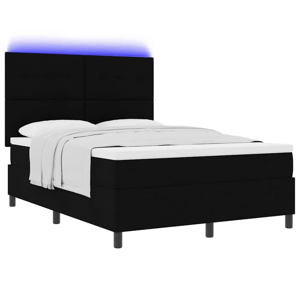 Κρεβάτι με ελατήρια με κεφαλάρι Μαύρο 140 x 190 cm ύφασμα - Pakobazaar