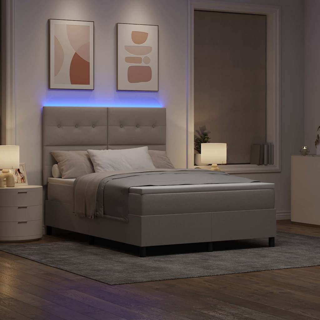Κρεβάτι με ελατήρια με στρώμα με led Taupe 140 x 190 cm ύφασμα - Pakobazaar