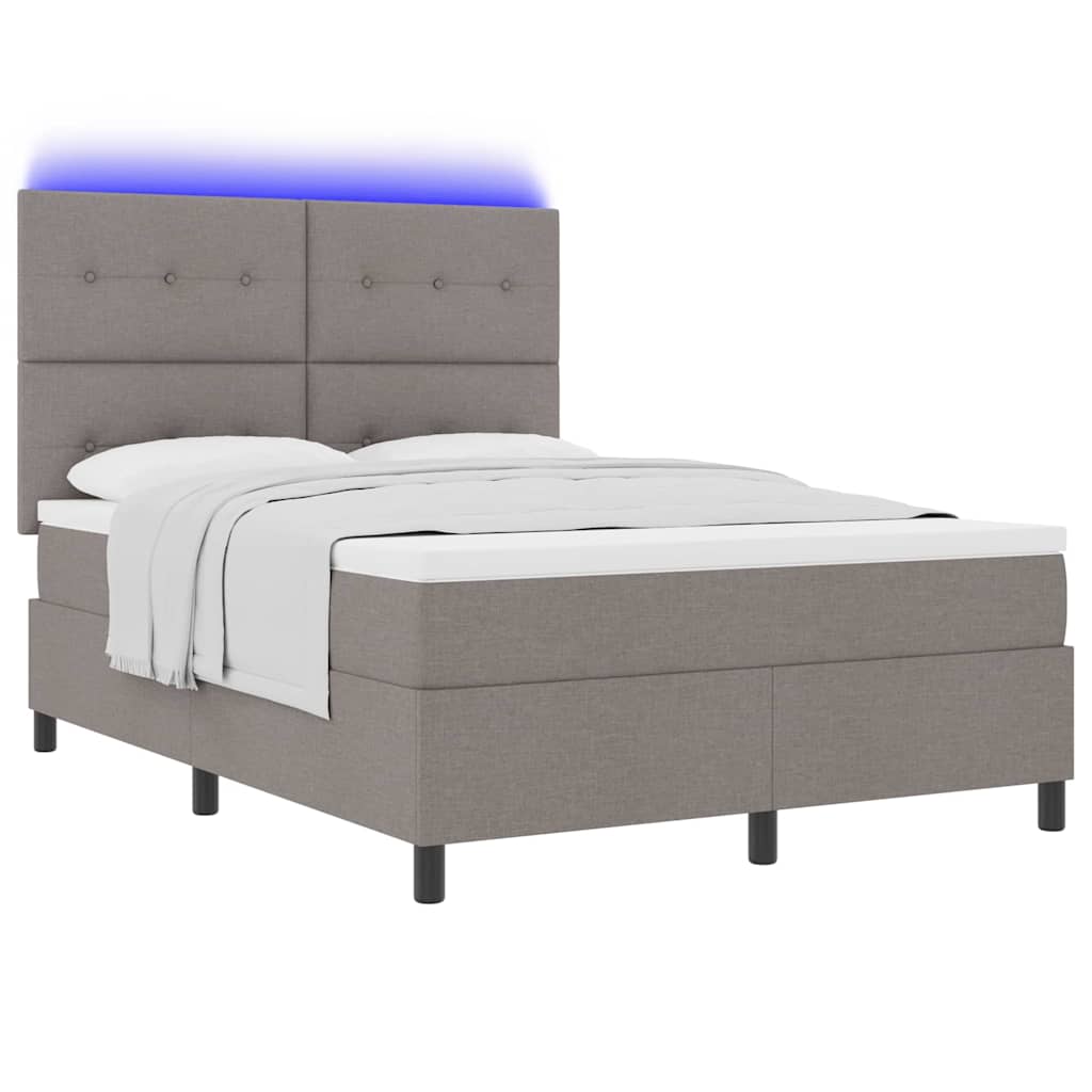 Κρεβάτι με ελατήρια με στρώμα με led Taupe 140 x 190 cm ύφασμα - Pakobazaar