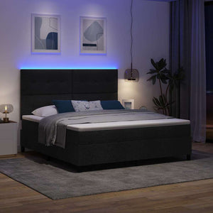 Κρεβάτι με ελατήρια με στρώμα με led Μαύρο 180 x 200 cm ύφασμα - Pakobazaar