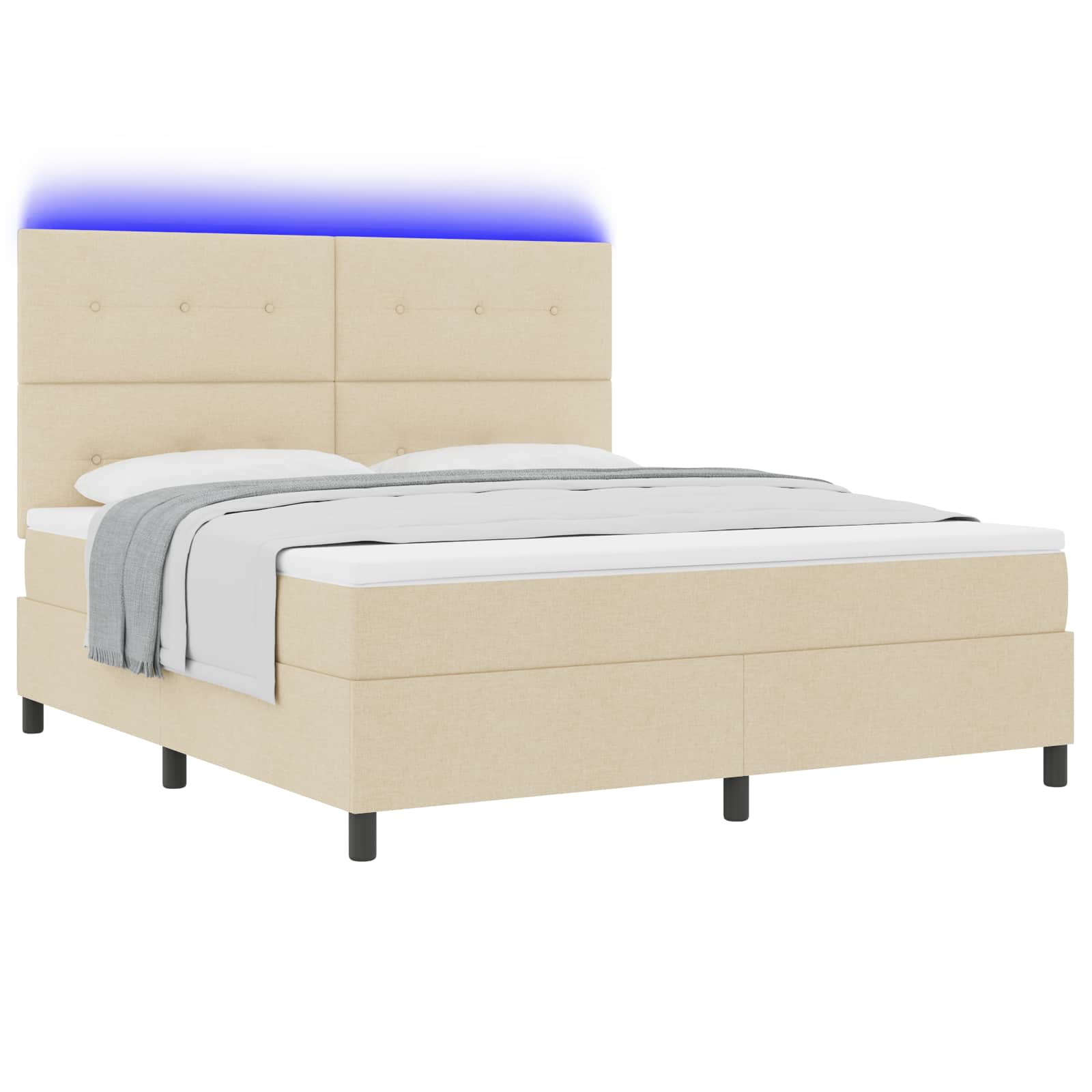 Κρεβάτι με ελατήρια με στρώμα με led Κρεμ 180 x 200 cm ύφασμα - Pakobazaar