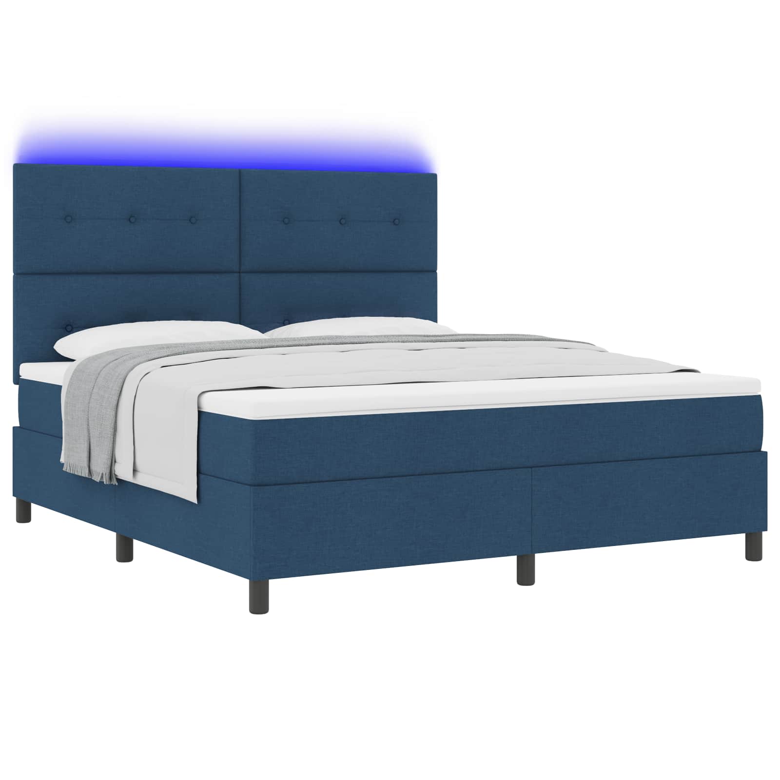 Κρεβάτι με ελατήρια με κεφαλάρι Μπλε 180 x 200 cm ύφασμα - Pakobazaar