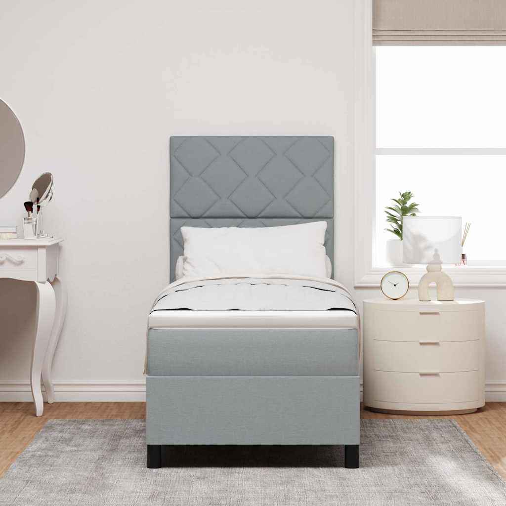 Κρεβάτι με ελατήρια με στρώμα Ανοιχτό γκρι 80 x 200 cm ύφασμα - Pakobazaar