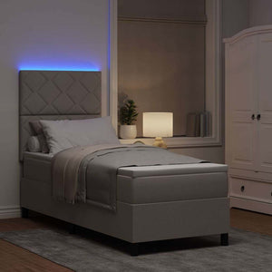 Κρεβάτι με ελατήρια με κεφαλάρι Taupe 80 x 200 cm ύφασμα