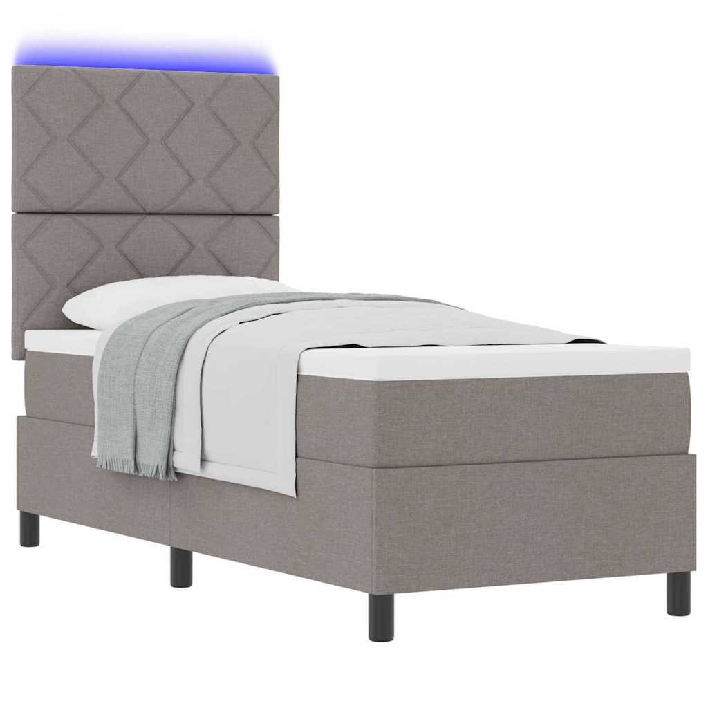 Κρεβάτι με ελατήρια με στρώμα με led Taupe 80 x 200 cm ύφασμα