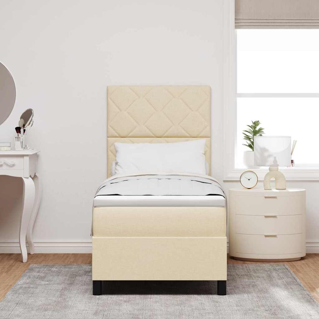 Κρεβάτι με ελατήρια με στρώμα με led Κρεμ 80 x 200 cm ύφασμα