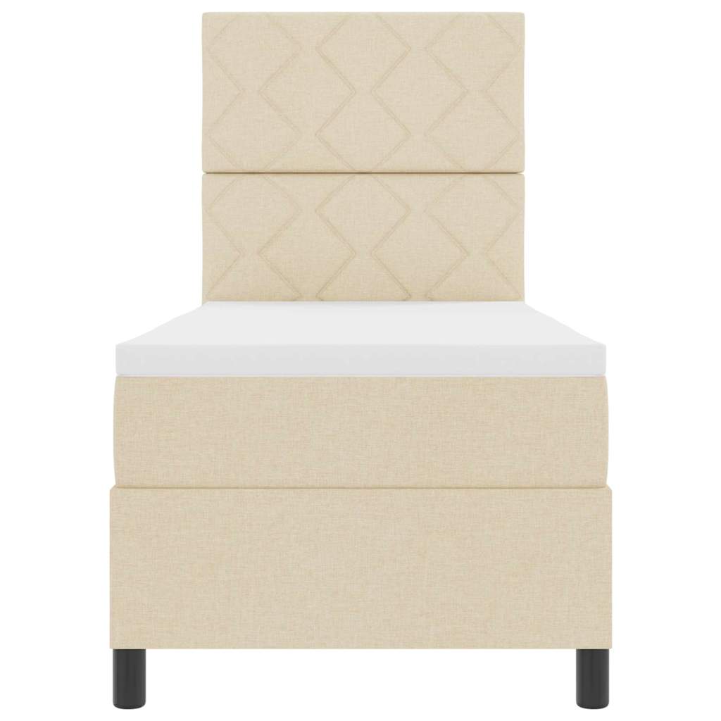 Κρεβάτι με ελατήρια με στρώμα με led Κρεμ 80 x 200 cm ύφασμα