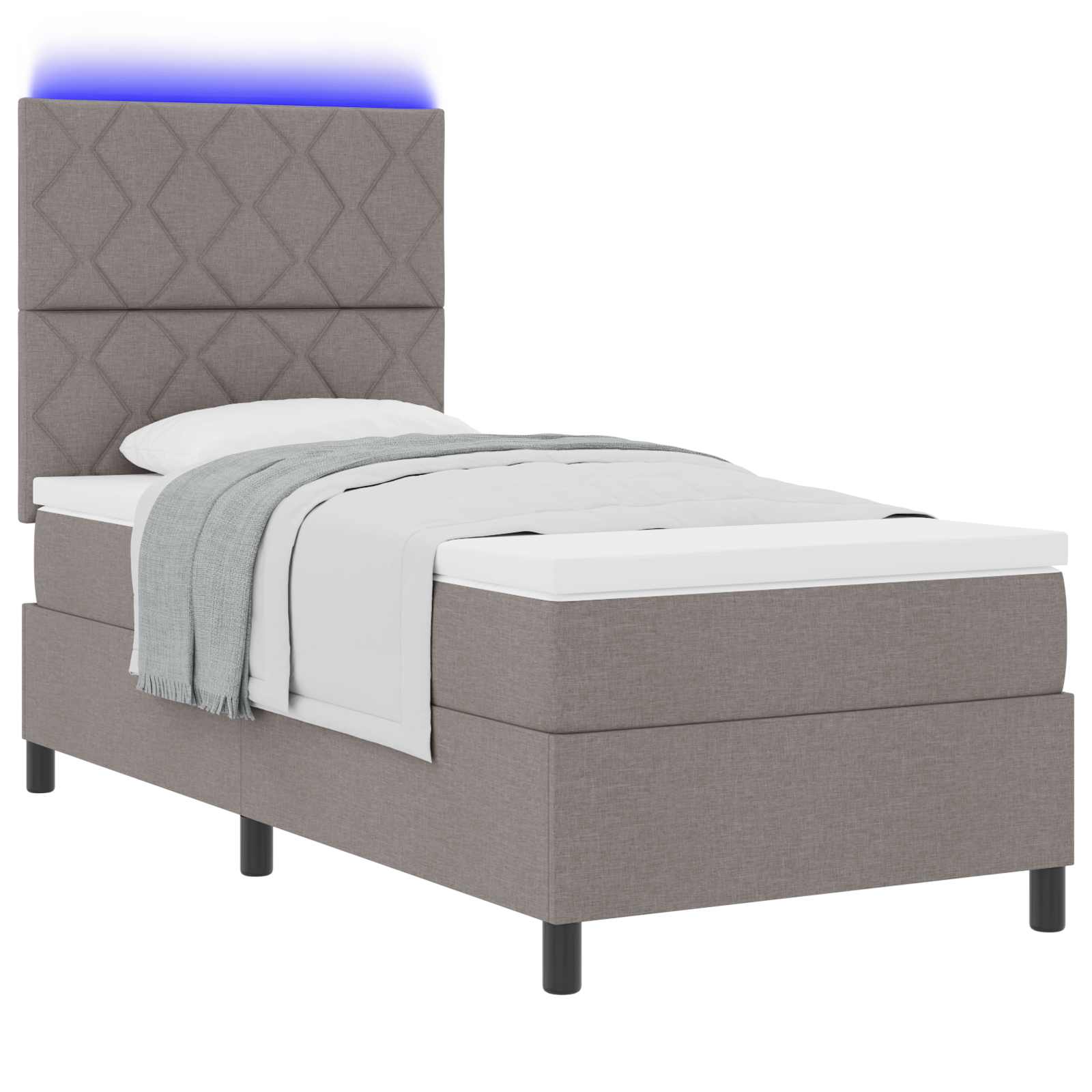 Κρεβάτι με ελατήρια με κεφαλάρι Taupe 90 x 190 cm ύφασμα