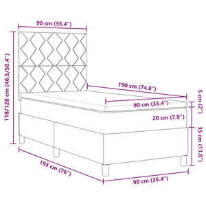 Κρεβάτι με ελατήρια με κεφαλάρι Taupe 90 x 190 cm ύφασμα