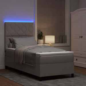 Κρεβάτι με ελατήρια με κεφαλάρι Taupe 90 x 200 cm ύφασμα - Pakobazaar