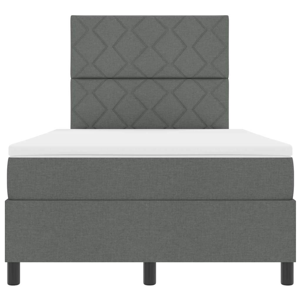 Κρεβάτι με ελατήρια με κεφαλάρι Σκούρο γκρι 120 x 190 cm ύφασμα - Pakobazaar