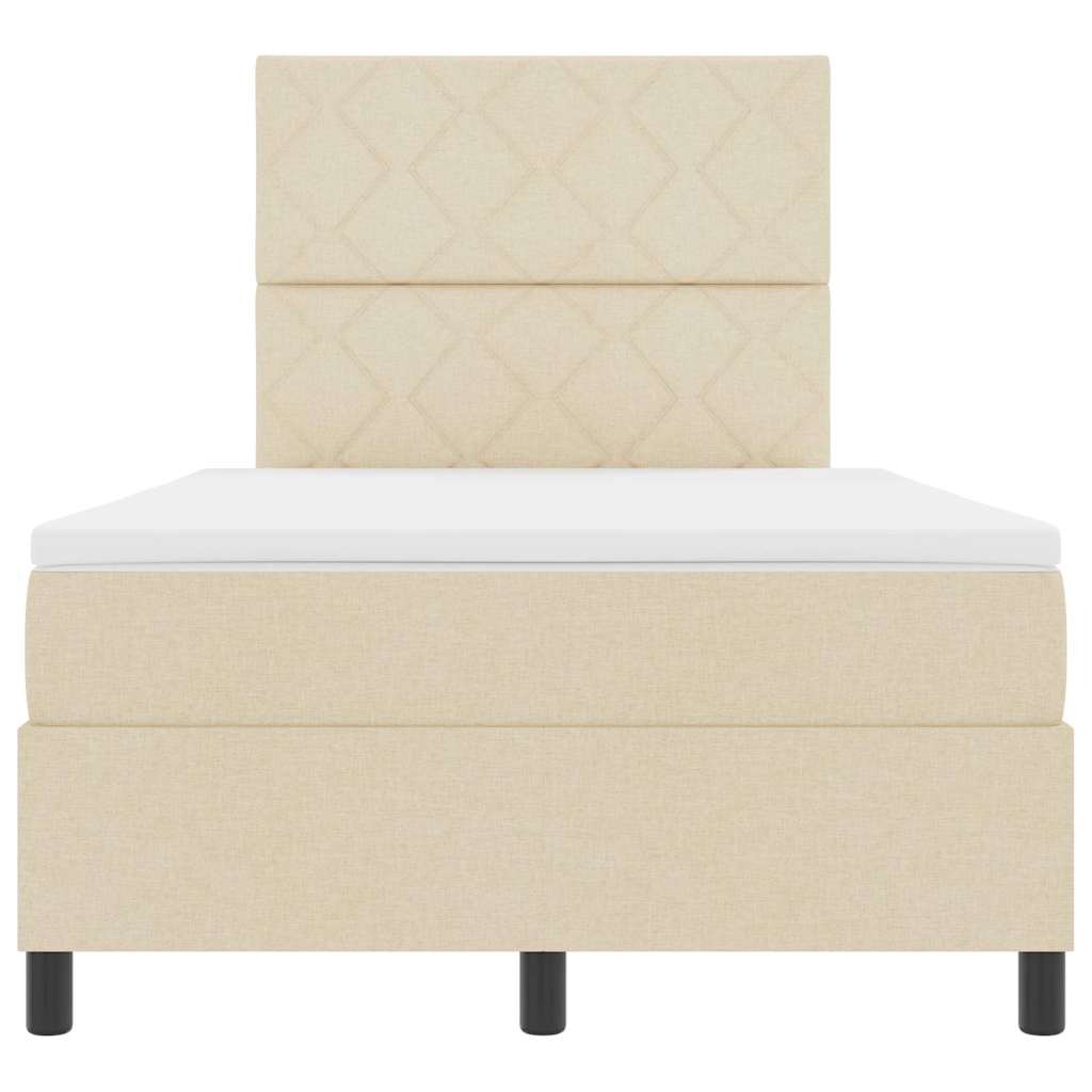 Κρεβάτι με ελατήρια με στρώμα με led Κρεμ 120 x 190 cm ύφασμα - Pakobazaar