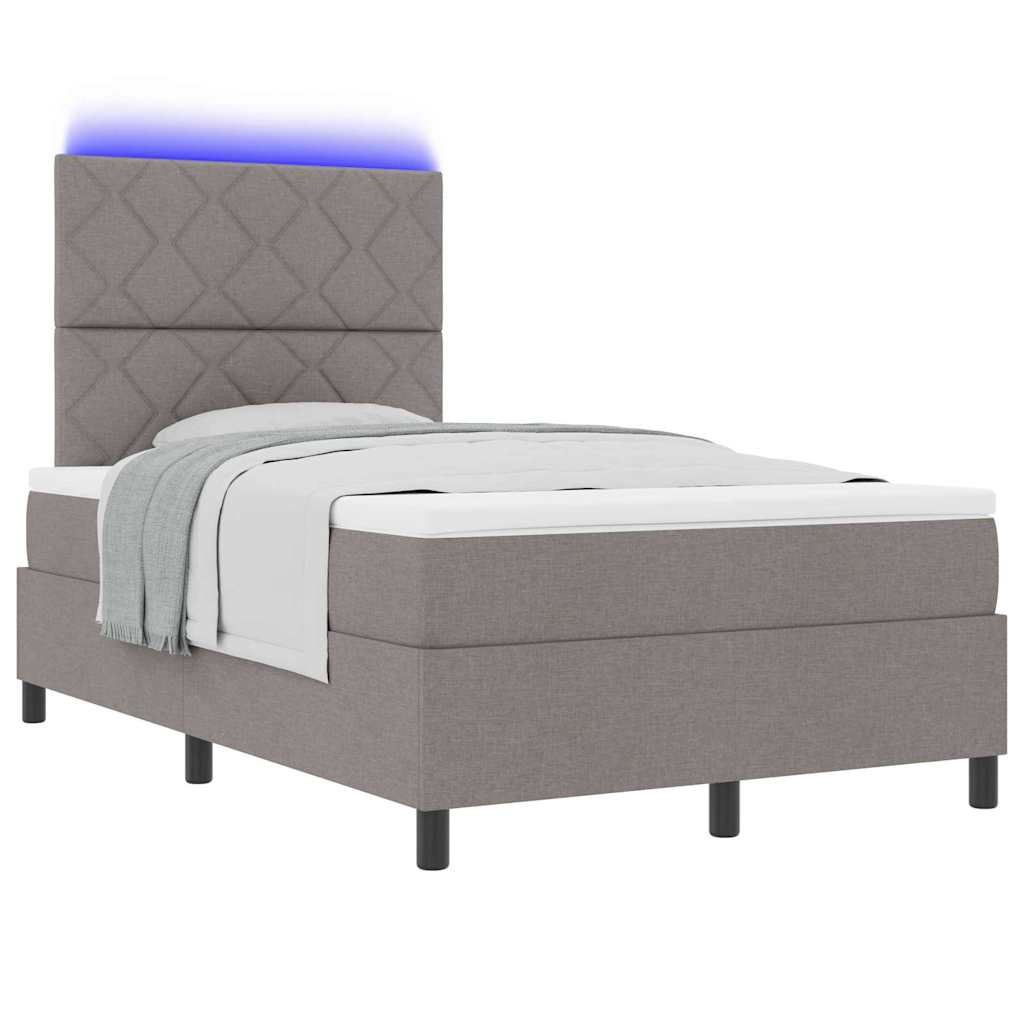 Κρεβάτι με ελατήρια με στρώμα με led Taupe 120 x 200 cm ύφασμα - Pakobazaar