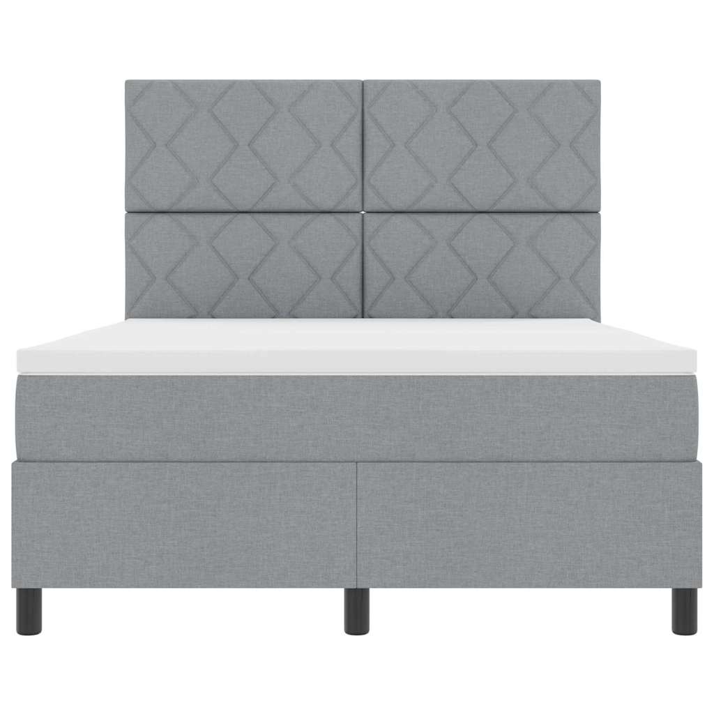 Κρεβάτι με ελατήρια Ανοιχτό γκρι 140 x 190 cm ύφασμα - Pakobazaar