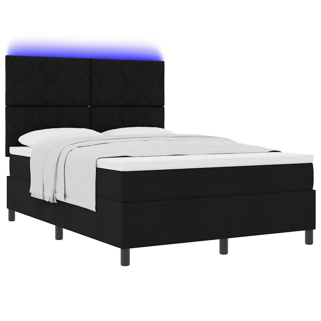 Κρεβάτι με ελατήρια με κεφαλάρι Μαύρο 140 x 190 cm ύφασμα - Pakobazaar