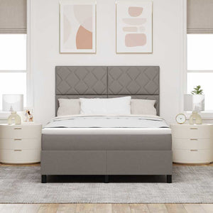 Κρεβάτι με ελατήρια με κεφαλάρι Taupe 140 x 190 cm ύφασμα - Pakobazaar