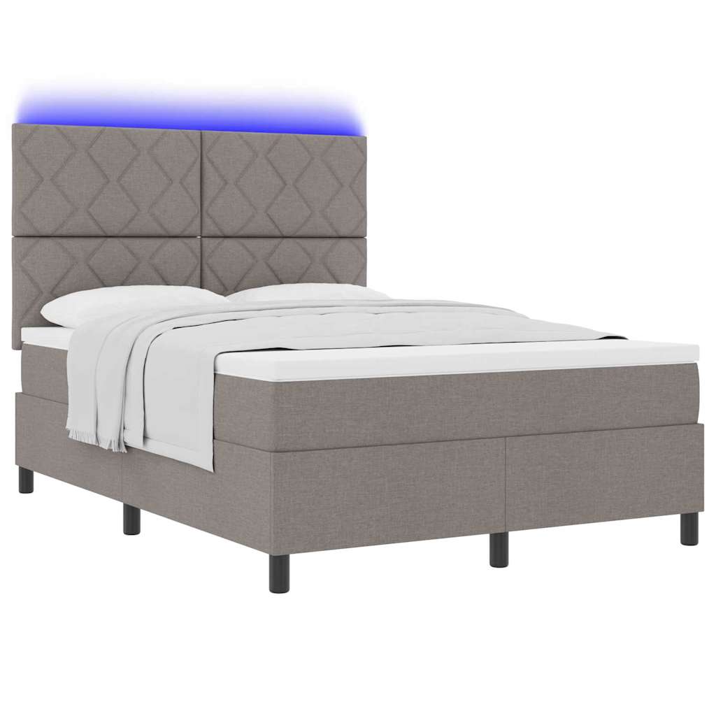Κρεβάτι με ελατήρια με κεφαλάρι Taupe 140 x 190 cm ύφασμα - Pakobazaar