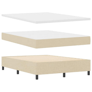 Κρεβάτι με ελατήρια με κεφαλάρι Κρεμ 140 x 190 cm ύφασμα - Pakobazaar