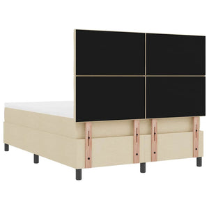Κρεβάτι με ελατήρια με κεφαλάρι Κρεμ 140 x 190 cm ύφασμα - Pakobazaar