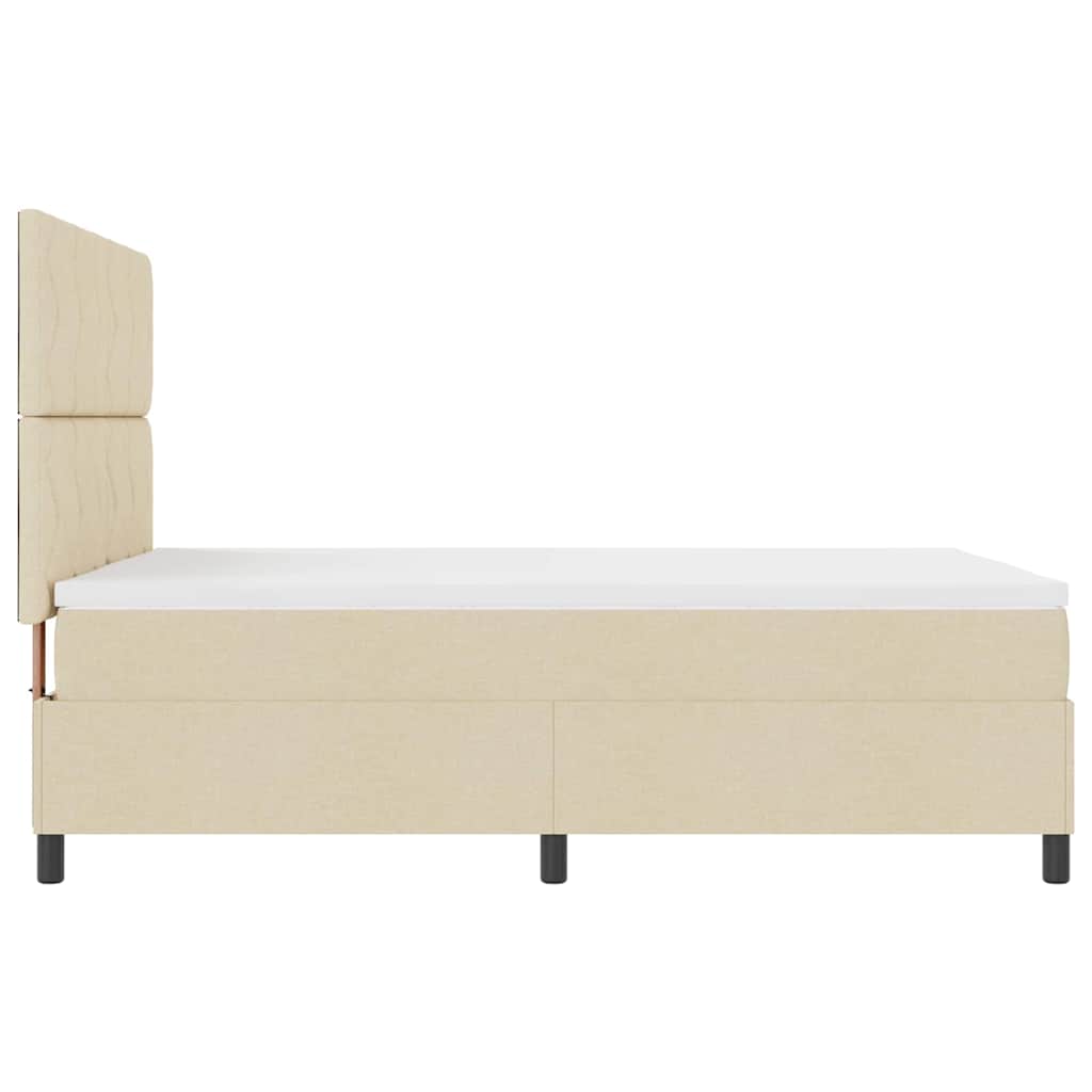 Κρεβάτι με ελατήρια με κεφαλάρι Κρεμ 140 x 190 cm ύφασμα - Pakobazaar