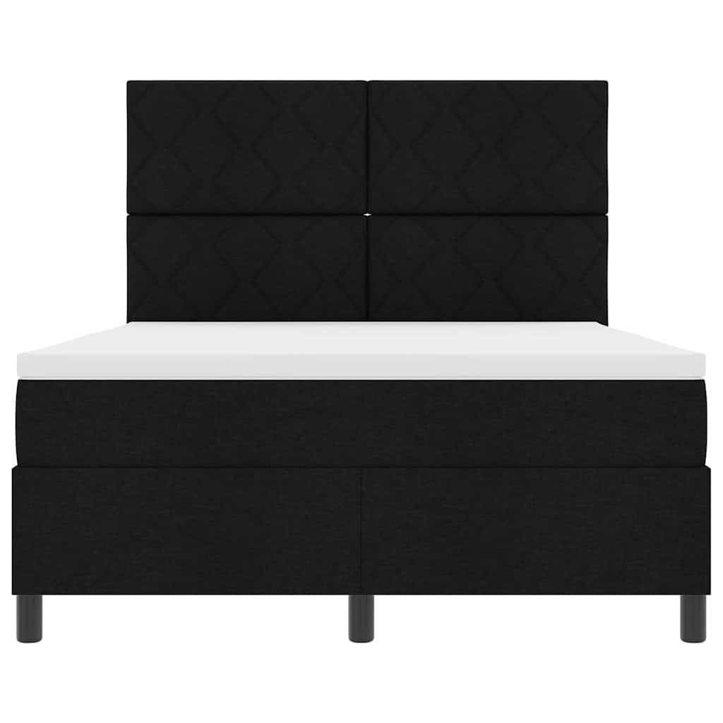Κρεβάτι με ελατήρια με κεφαλάρι Μαύρο 140 x 200 cm ύφασμα - Pakobazaar