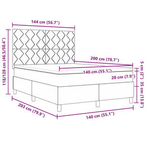 Κρεβάτι με ελατήρια με κεφαλάρι Μπλε 140 x 200 cm ύφασμα - Pakobazaar