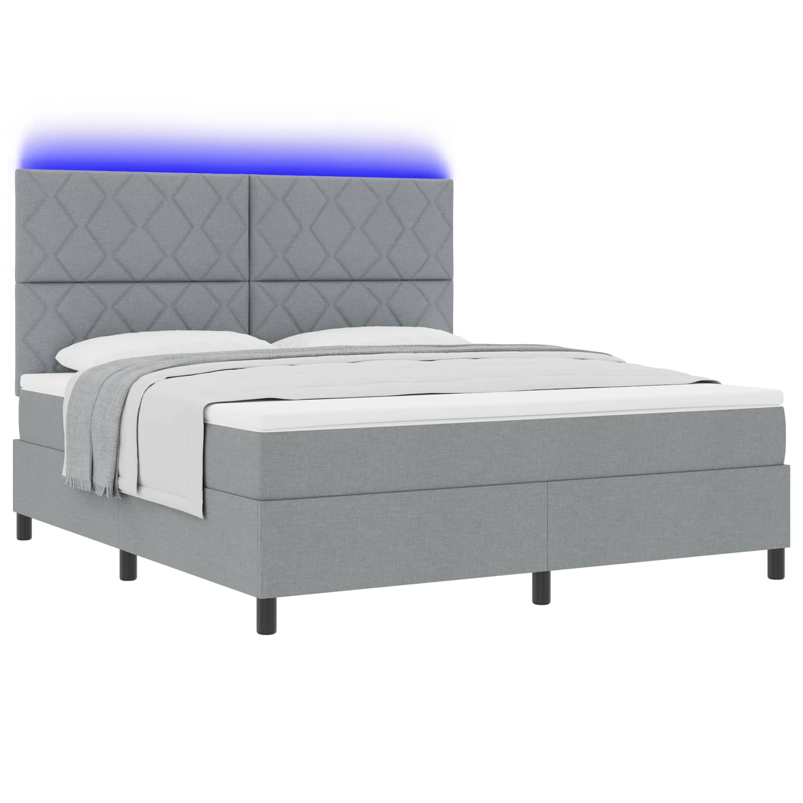 Κρεβάτι με ελατήρια Ανοιχτό γκρι 180 x 200 cm ύφασμα - Pakobazaar