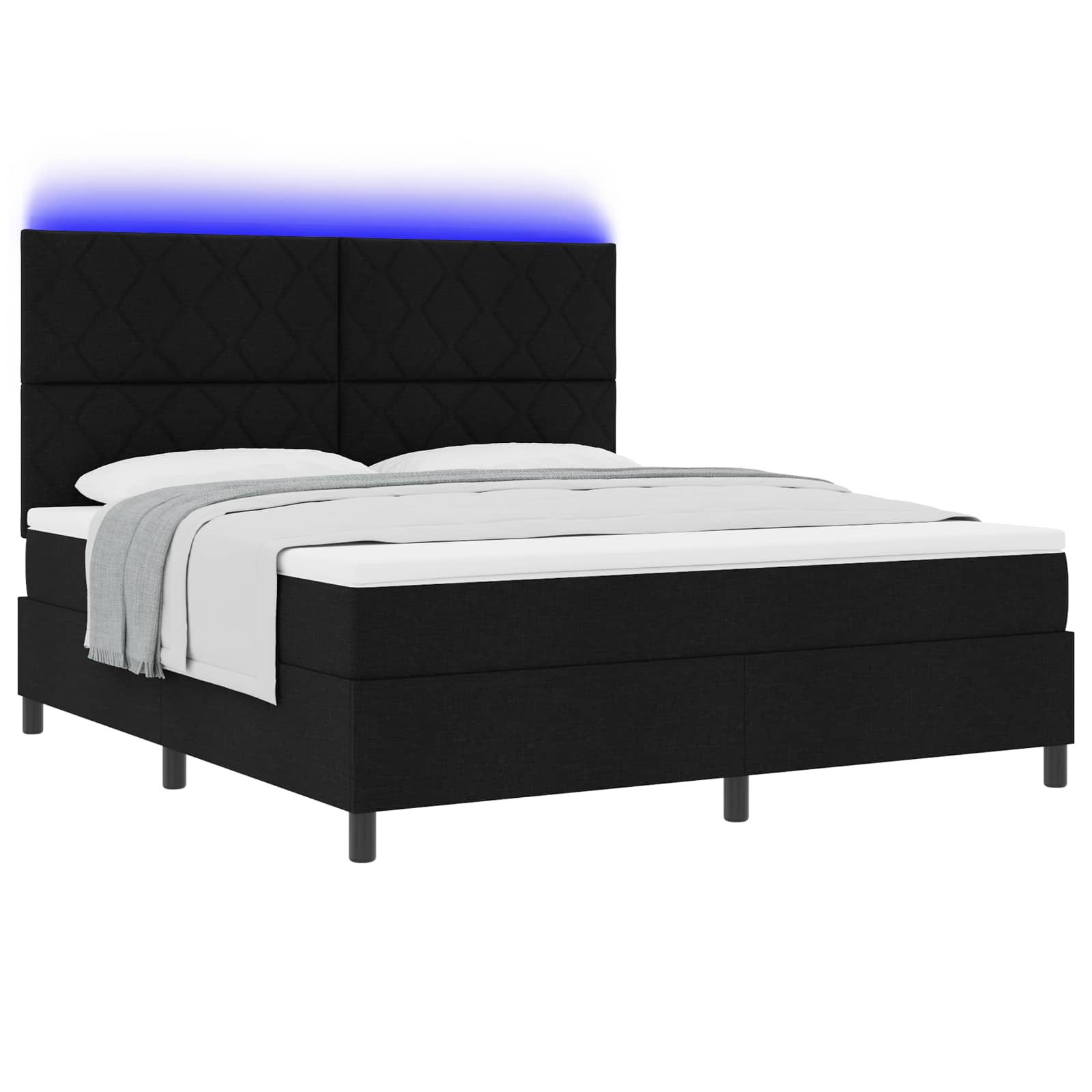 Κρεβάτι με ελατήρια με κεφαλάρι Μαύρο 180 x 200 cm ύφασμα