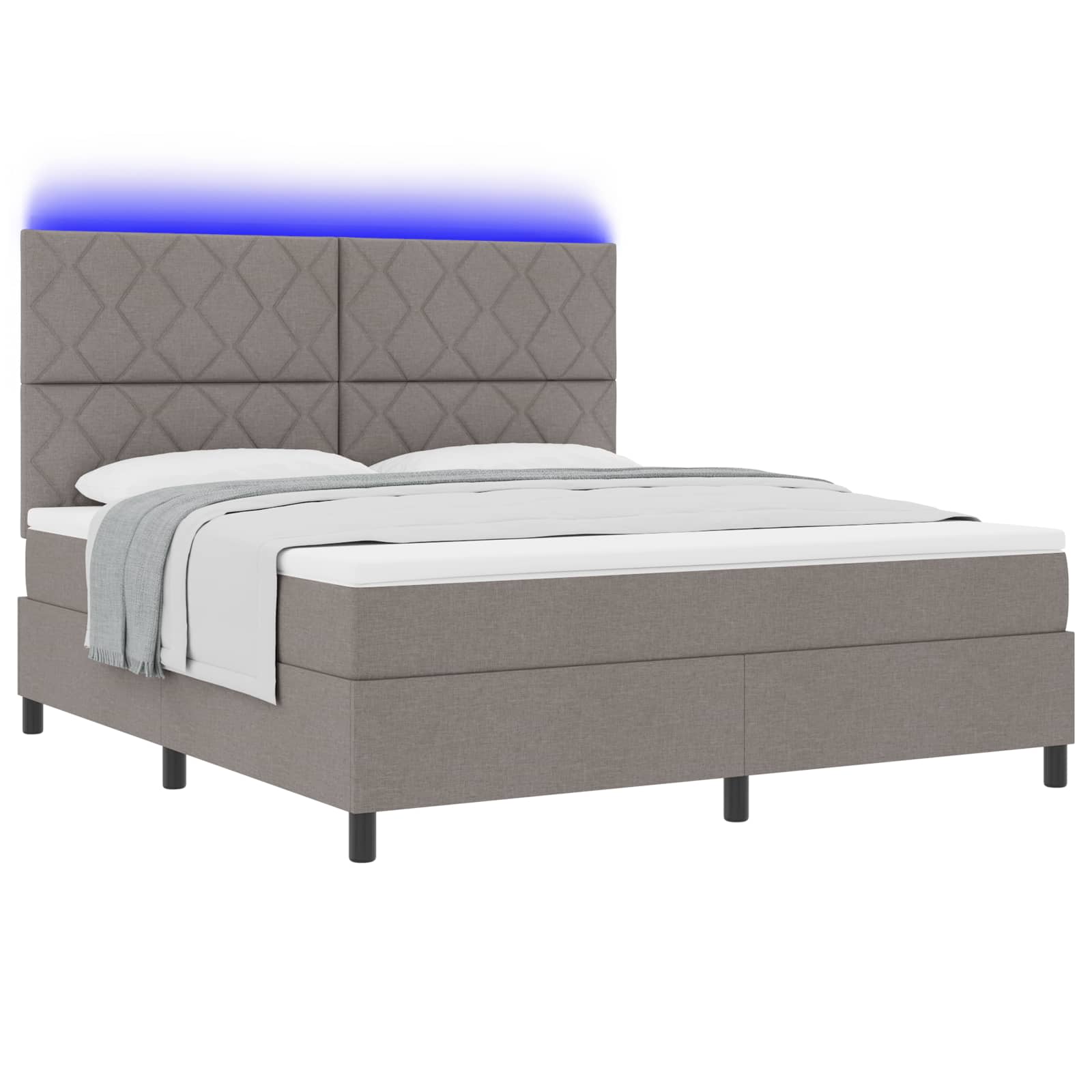 Κρεβάτι με ελατήρια με κεφαλάρι Taupe 180 x 200 cm ύφασμα - Pakobazaar