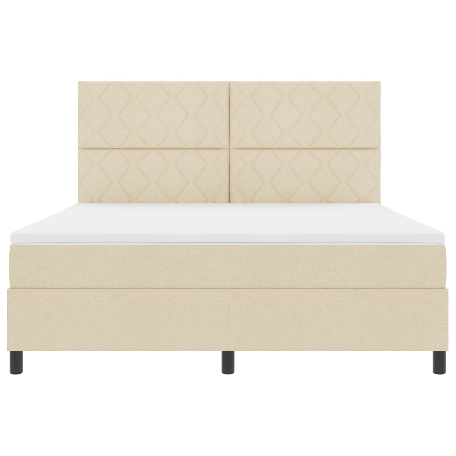 Κρεβάτι με ελατήρια με κεφαλάρι Κρεμ 180 x 200 cm ύφασμα - Pakobazaar