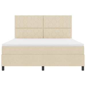 Κρεβάτι με ελατήρια με κεφαλάρι Κρεμ 180 x 200 cm ύφασμα - Pakobazaar