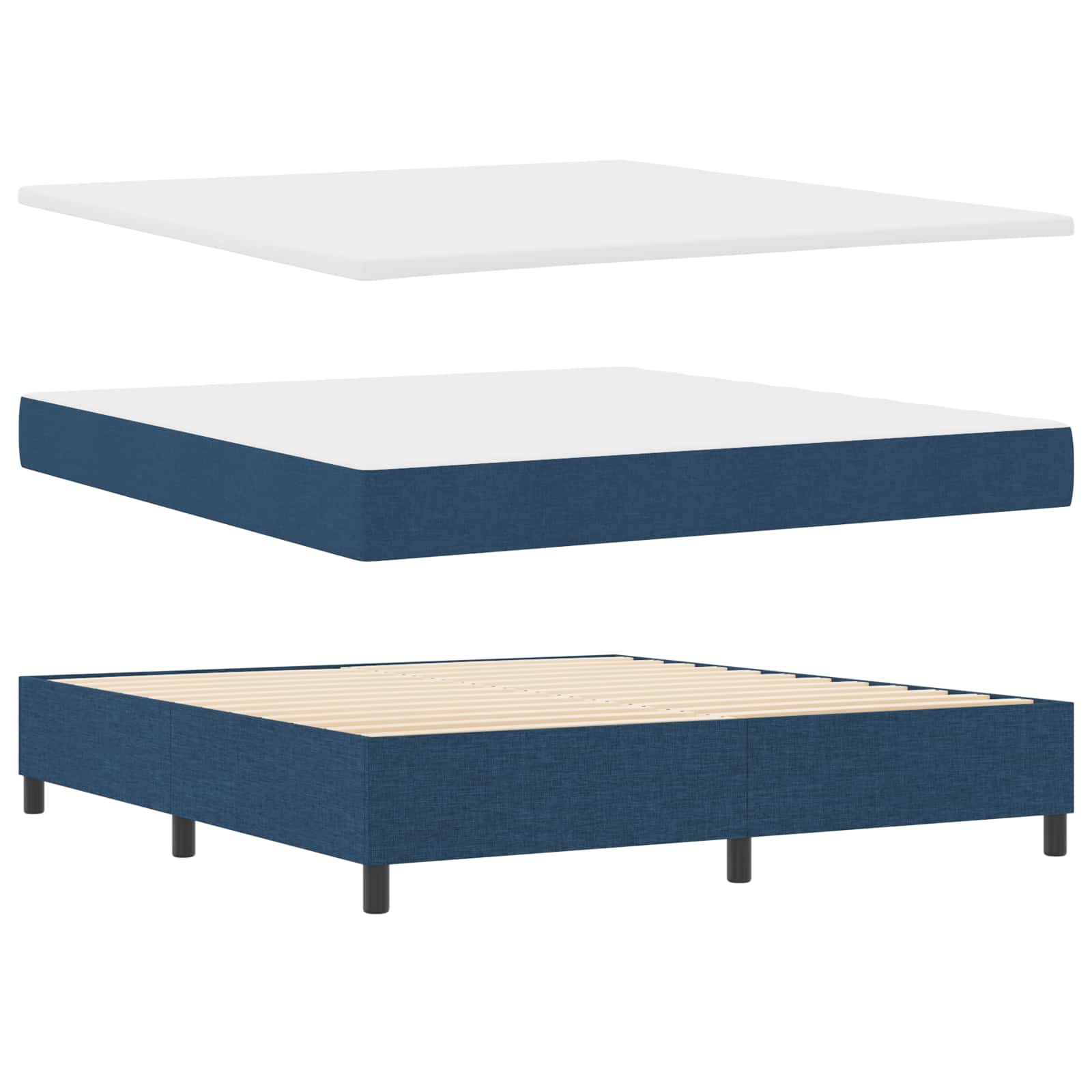 Κρεβάτι με ελατήρια με κεφαλάρι Μπλε 180 x 200 cm ύφασμα - Pakobazaar