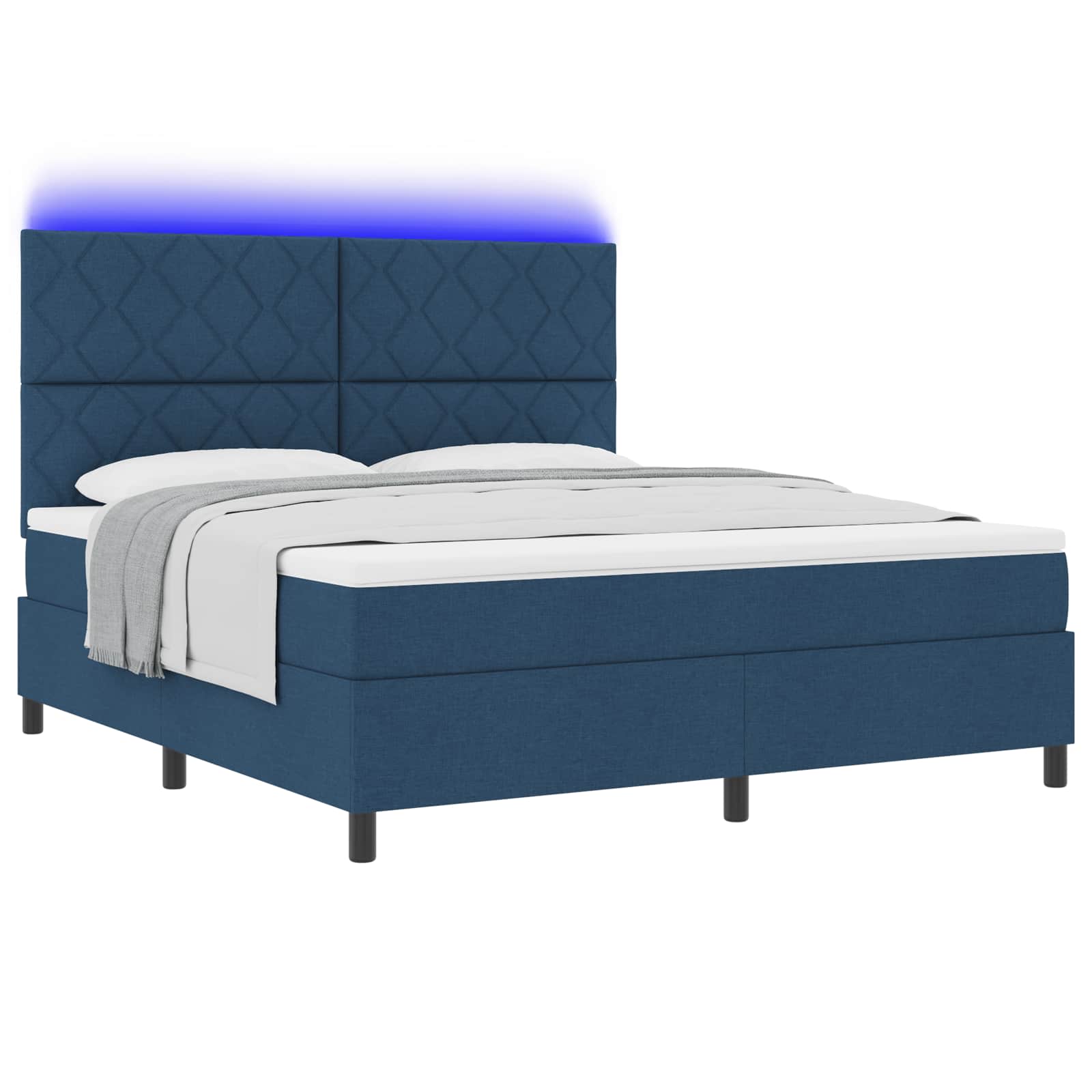 Κρεβάτι με ελατήρια με κεφαλάρι Μπλε 180 x 200 cm ύφασμα - Pakobazaar