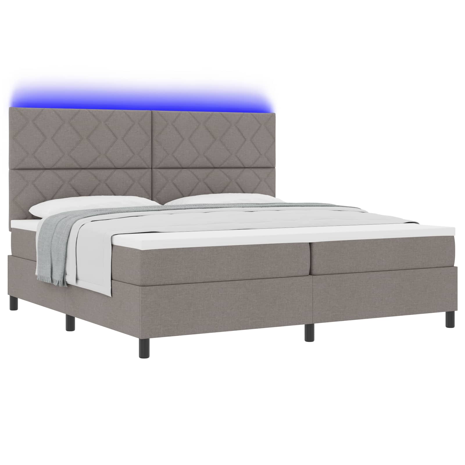 Κρεβάτι με ελατήρια με κεφαλάρι Taupe 200 x 200 cm ύφασμα - Pakobazaar