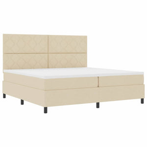 Κρεβάτι με ελατήρια με κεφαλάρι Κρεμ 200 x 200 cm ύφασμα - Pakobazaar
