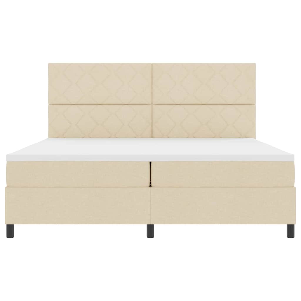 Κρεβάτι με ελατήρια με στρώμα με led Κρεμ 200 x 200 cm ύφασμα - Pakobazaar