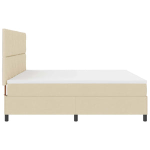 Κρεβάτι με ελατήρια με κεφαλάρι Κρεμ 200 x 200 cm ύφασμα - Pakobazaar