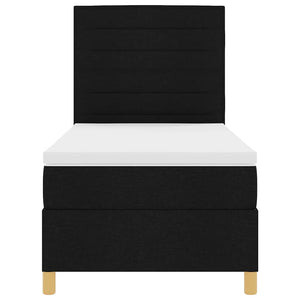 LED Κρεβάτι με βάθρο με στρώμα Μαύρο 90 x 190 cm ύφασμα - Pakobazaar