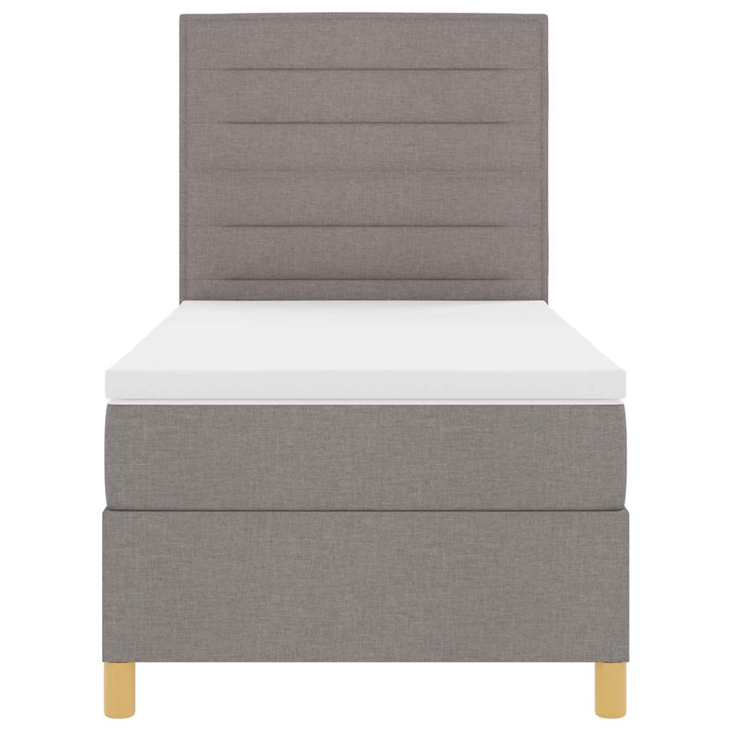 LED Κρεβάτι με βάθρο με στρώμα Taupe 90 x 190 cm ύφασμα - Pakobazaar