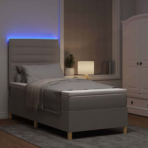 LED Κρεβάτι με βάθρο με στρώμα Taupe 100 x 200 cm ύφασμα - Pakobazaar
